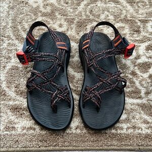 Chaco Blue and Red Strappy Sandals, size 9